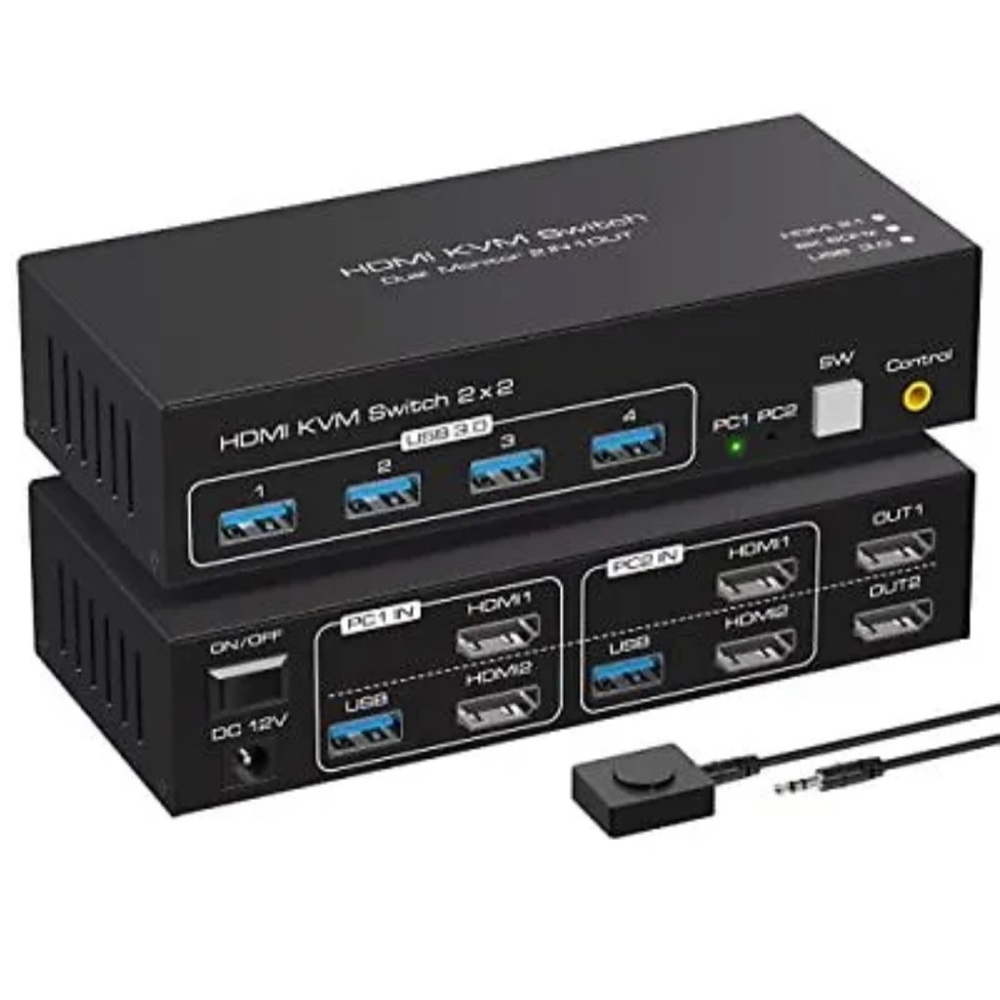 ATLAHET 8K KVM Switch HDMI 2 Monitors 2 Computers Support 8K@60Hz 4K@120Hz